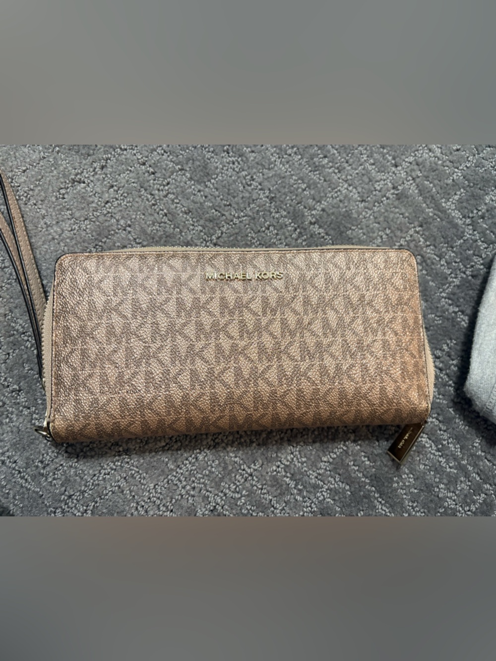 Michael Kors Brown Signature Zip Wristlet